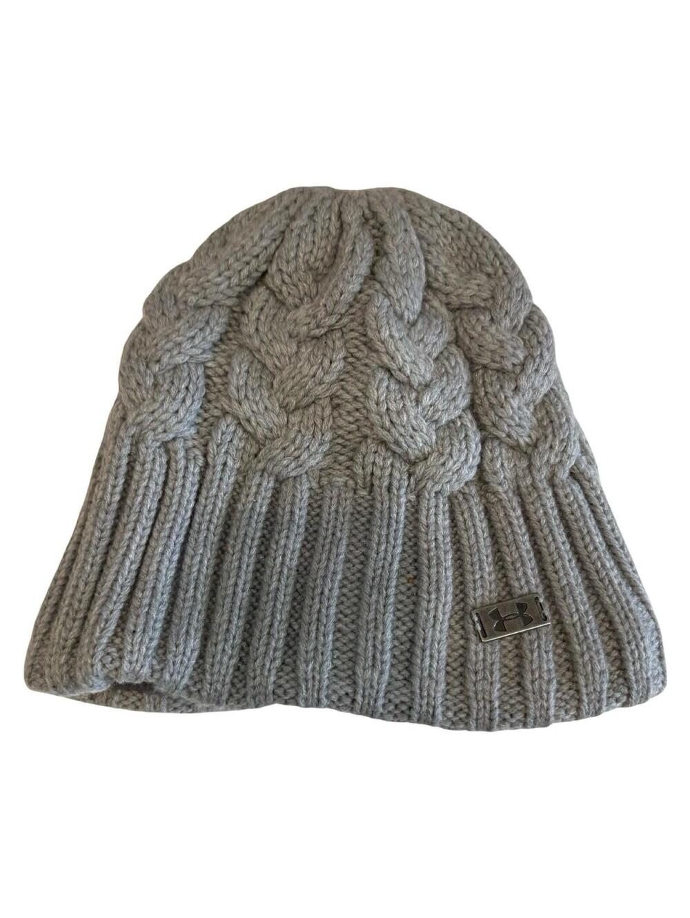 UNDER ARMOUR Light Gray Chunky Knit Beanie OSFM Winter Hat
